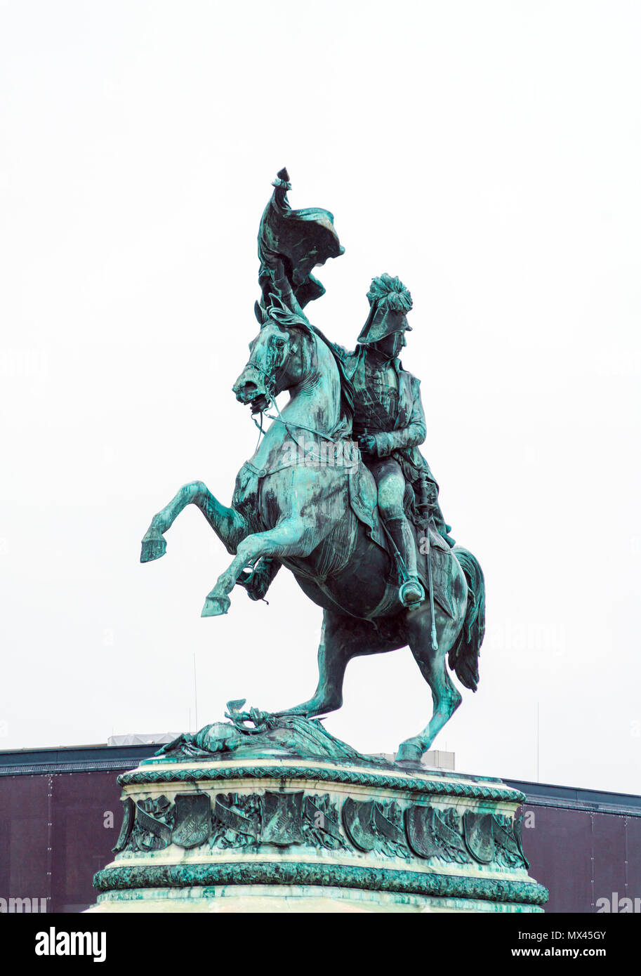 Statua equestre di Arciduca Carlo d'Austria (1860) sulla Heldenplatz, Vienna, Austria Foto Stock