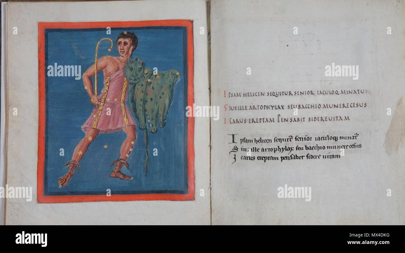 . Fol. 6v e 7r. Engonasin/Ercole . tra circa 830 e circa 840. Unknown 54 Aratea 6v e 7r Foto Stock