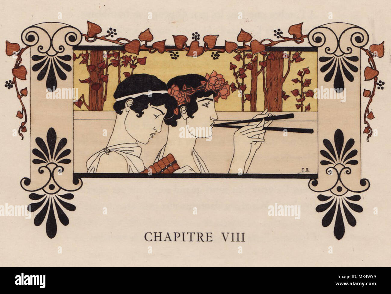 . Pagina dal libro di Fersen: Le Baiser de Narcisse, Reims, L. Michaud, Editeur, 1912 . Jacques d'Adelswärd-Fersen (1880-1923) con 16 illustrazioni di Ernest Brisset (1872-1923) 68 Baiser narcisse fersen VIII Foto Stock