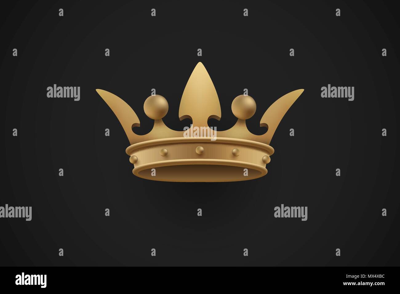 Gold Royal Crown al buio su un sfondo nero. Illustrazione Vettoriale. Illustrazione Vettoriale
