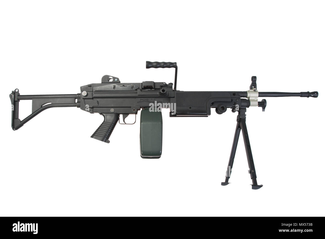 Us army mitragliatrice isolato su bianco Foto Stock