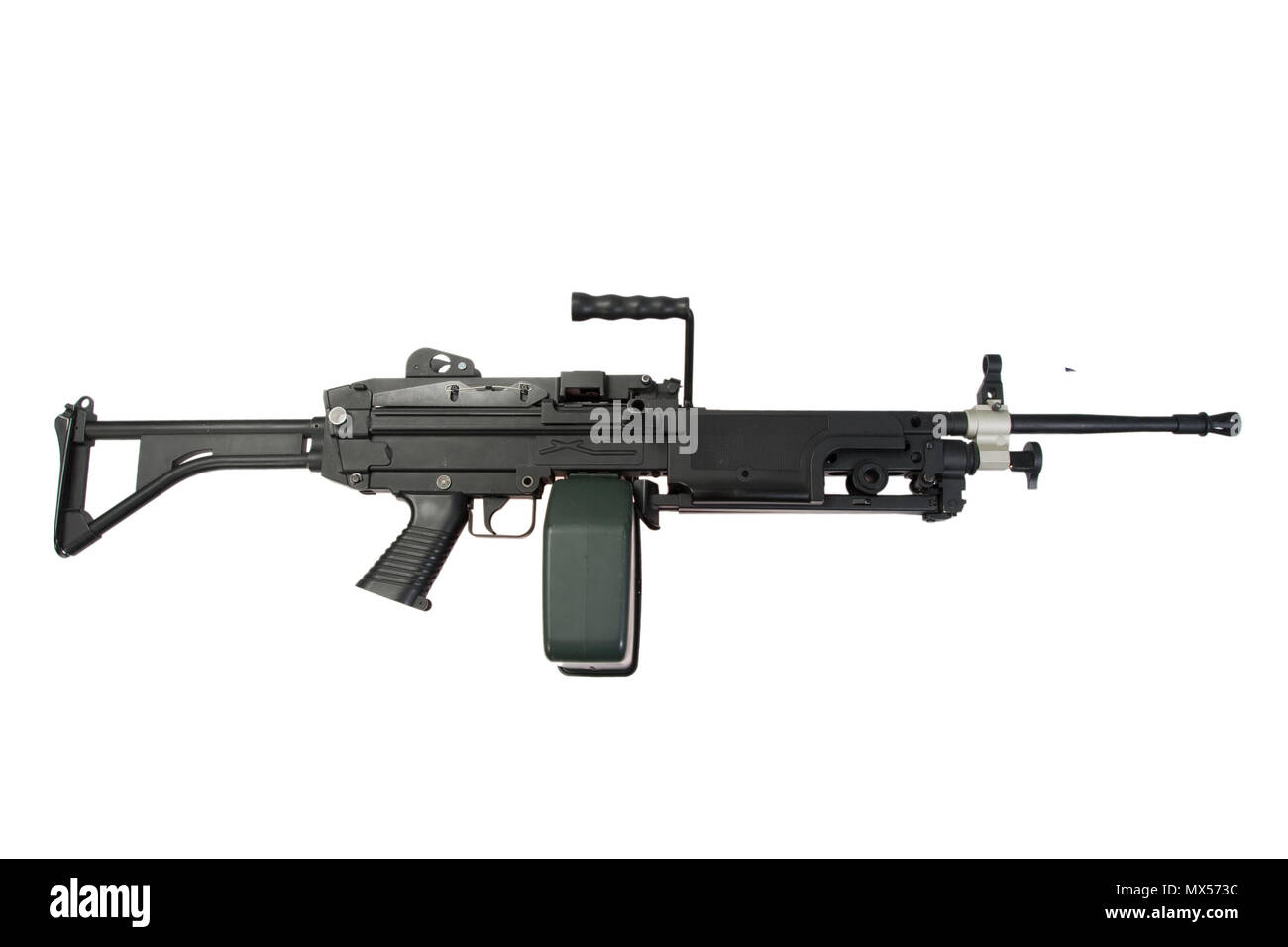 Us army m249 mitragliatrice isolato su bianco Foto Stock