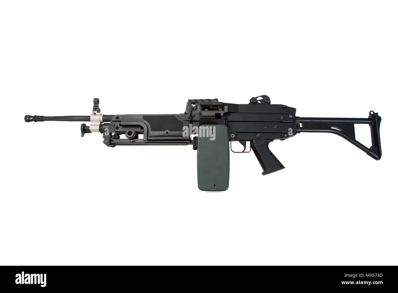 Us army m249 mitragliatrice isolato su bianco Foto Stock