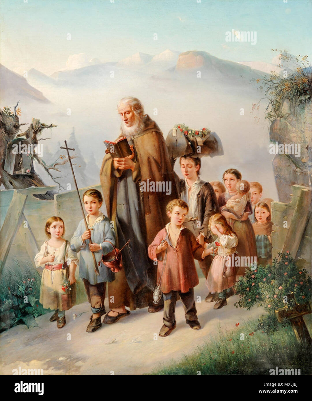 63 Agosto Gallia Kinderbegräbnis in den Alpen 1857 Foto Stock