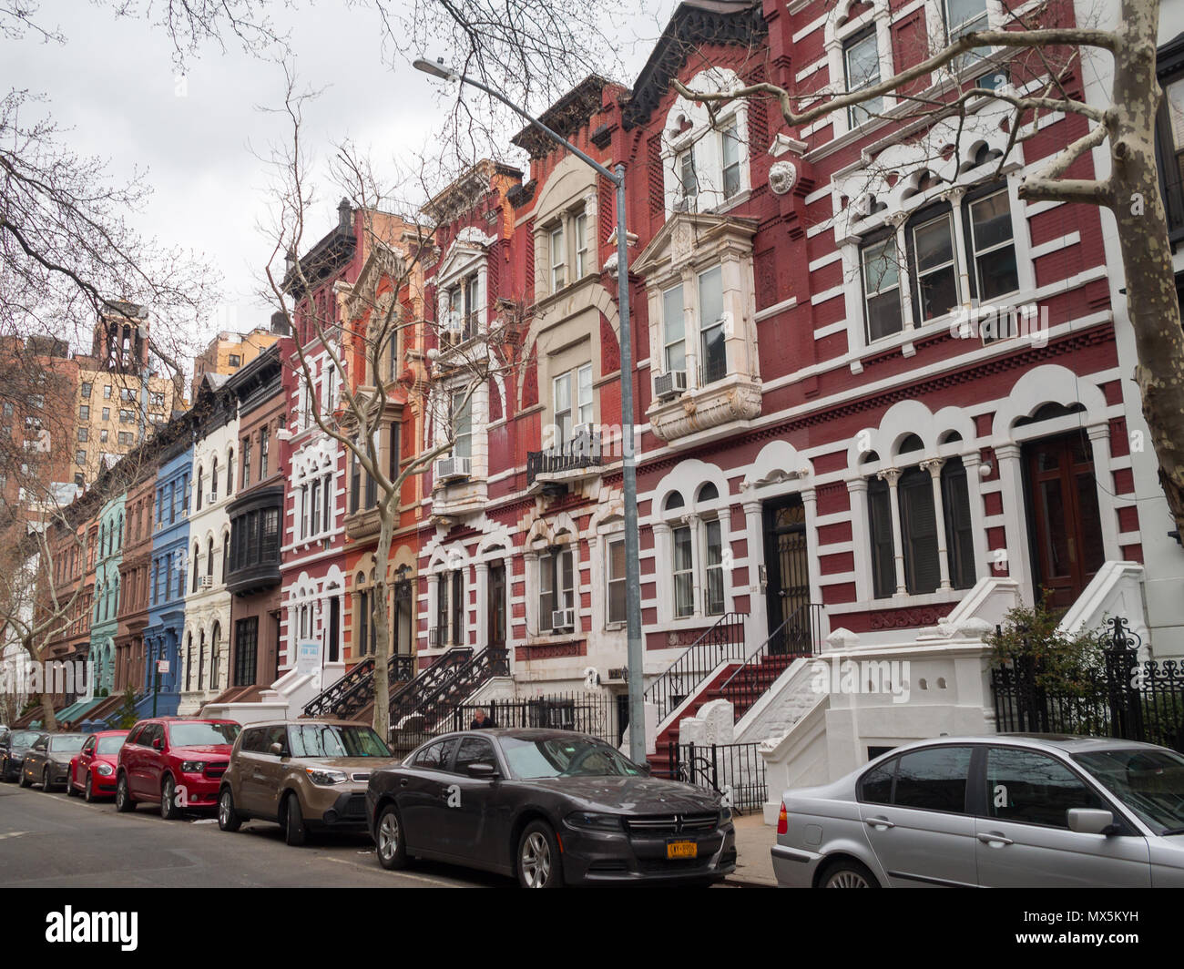 Manhattan Upper West Side gli edifici colorati Foto Stock