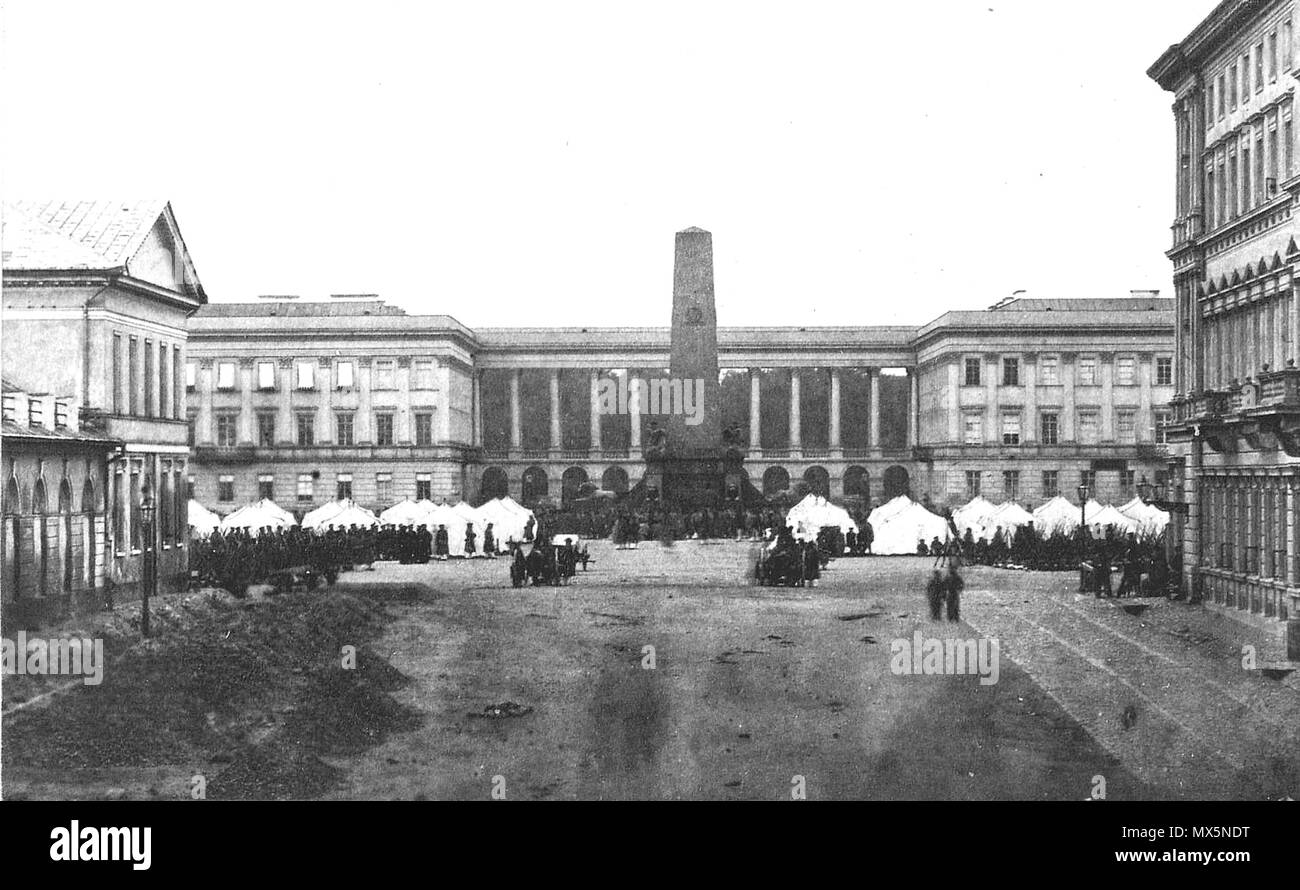 . Bivacco di soldati russi in Sassone Square . 1861. Karol Beyer (1818-1877) 86 bivacco di esercito russo a Varsavia 1861 Foto Stock