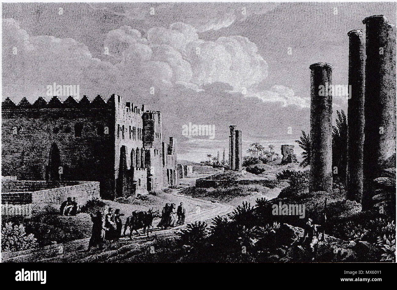 . Inglese: incisione a L F Cassas dei Canopi Street in Alessandria d Egitto realizzati nel 1784. 1 gennaio 1784. L F Cassas (1784) 111 canopi Street Alessandria 1784 da LF Cassa Foto Stock