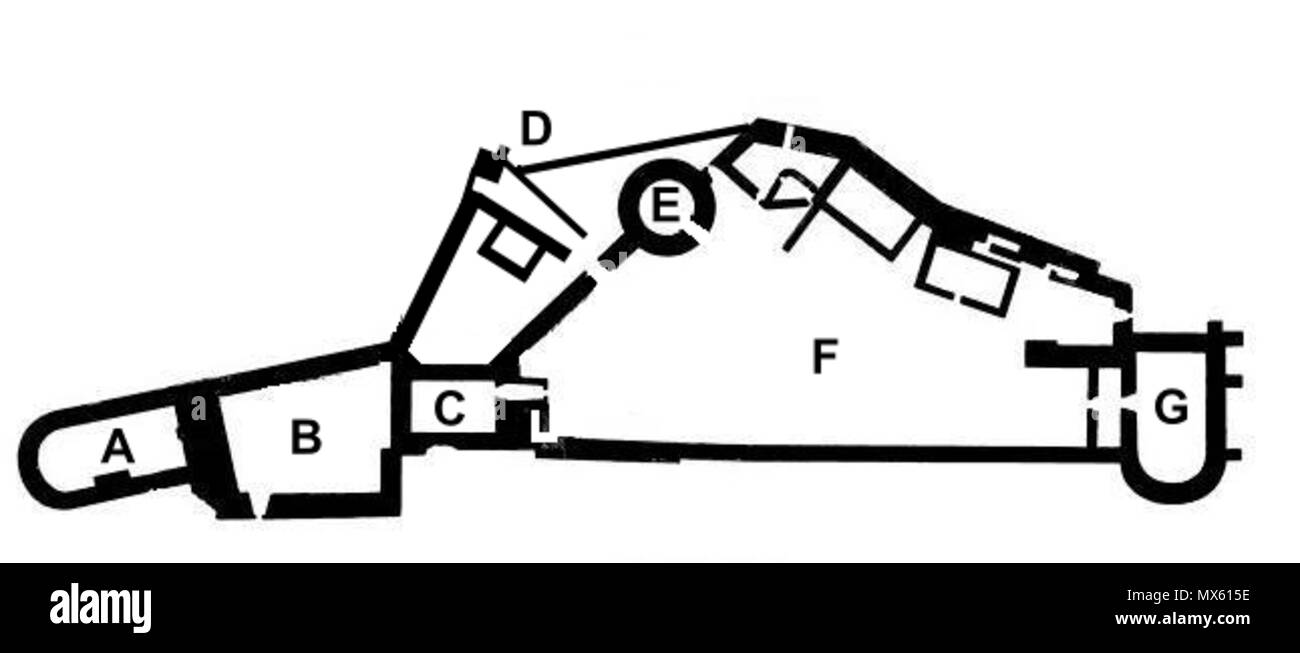 . Inglese: etichettati piano di Castell y bere . Il 26 ottobre 2011. Wynne, W.W.E, hchc2009 118 Castell y Bere piano etichettati Foto Stock