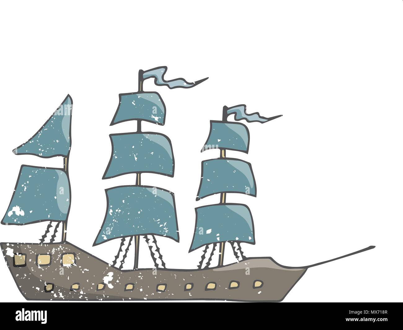 Nave A Vela Vettore Marrone Colore Blu Vintage Nave Disegno Pirets Capitano Unita A Vela Di Legno Ribbon Font Elementi Geometrici Vecchio Trasporto Mare Oceano Immagine E Vettoriale Alamy