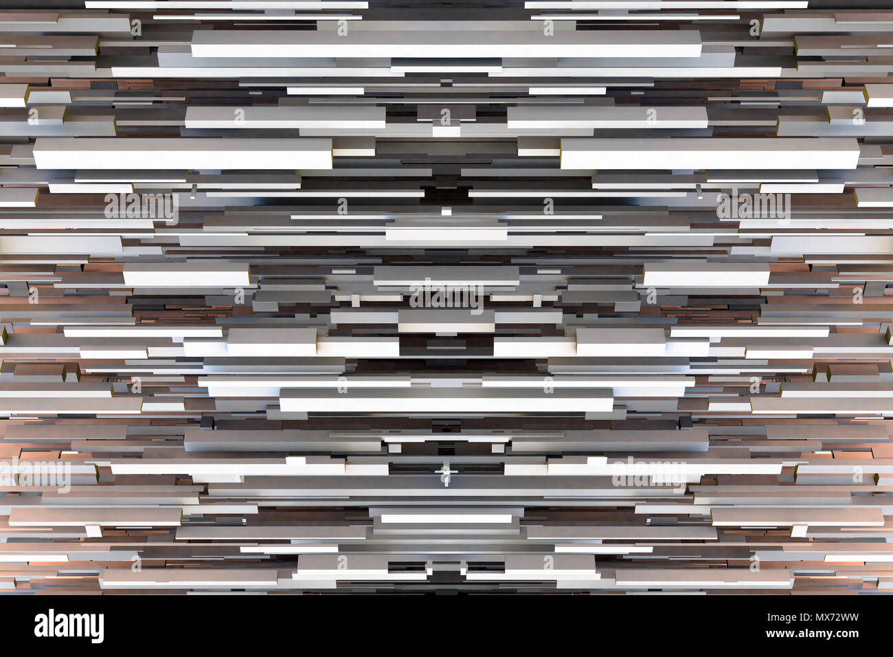 Abstract Sci-fi grigio geometrico tridimensionale Texture di sfondo da box orizzontali Foto Stock