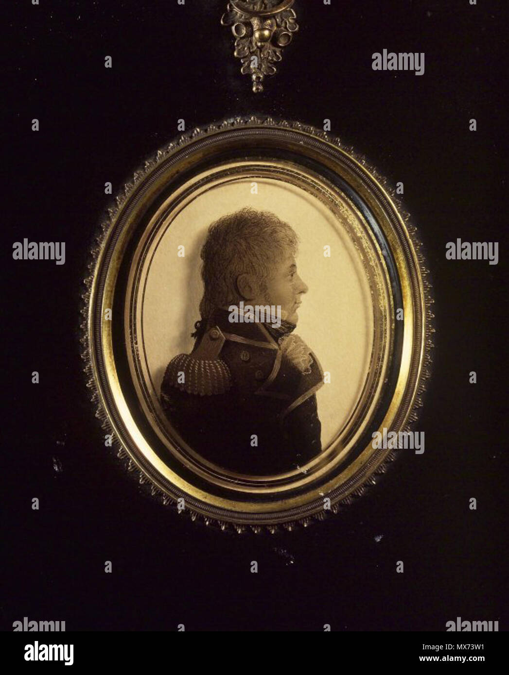 . Silhouette di uomo rivolto verso destra, indossando uniforme militare . tra il 1808 e il 1812 101 Brooklyn Museum - Silhouette di un uomo rivolto verso destra indossano uniformi militari - Lea di Portsmouth Foto Stock