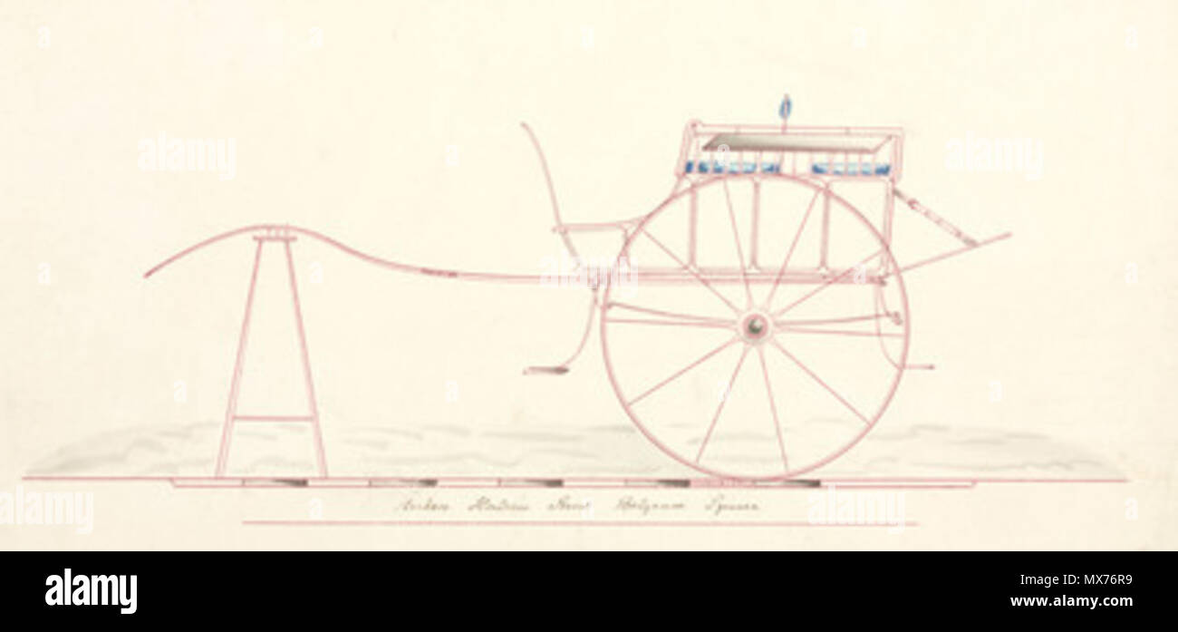 . Disegno, uno dei dieci penna e inchiostro design per carrelli fabbricato da F Stocken, pullman e harnes maker, Londra. Xix secolo. Unattributed 116 Carrello, a metà del XIX secolo (1) Foto Stock