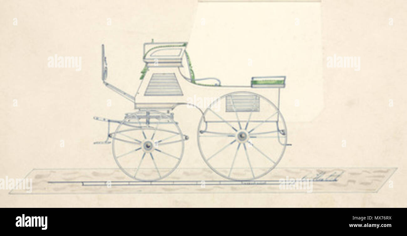 . Disegno, uno dei dieci penna e inchiostro design per carrelli fabbricato da F Stocken, pullman e harnes maker, Londra. Xix secolo. Unattributed 116 Carrello, a metà del XIX secolo (7) Foto Stock