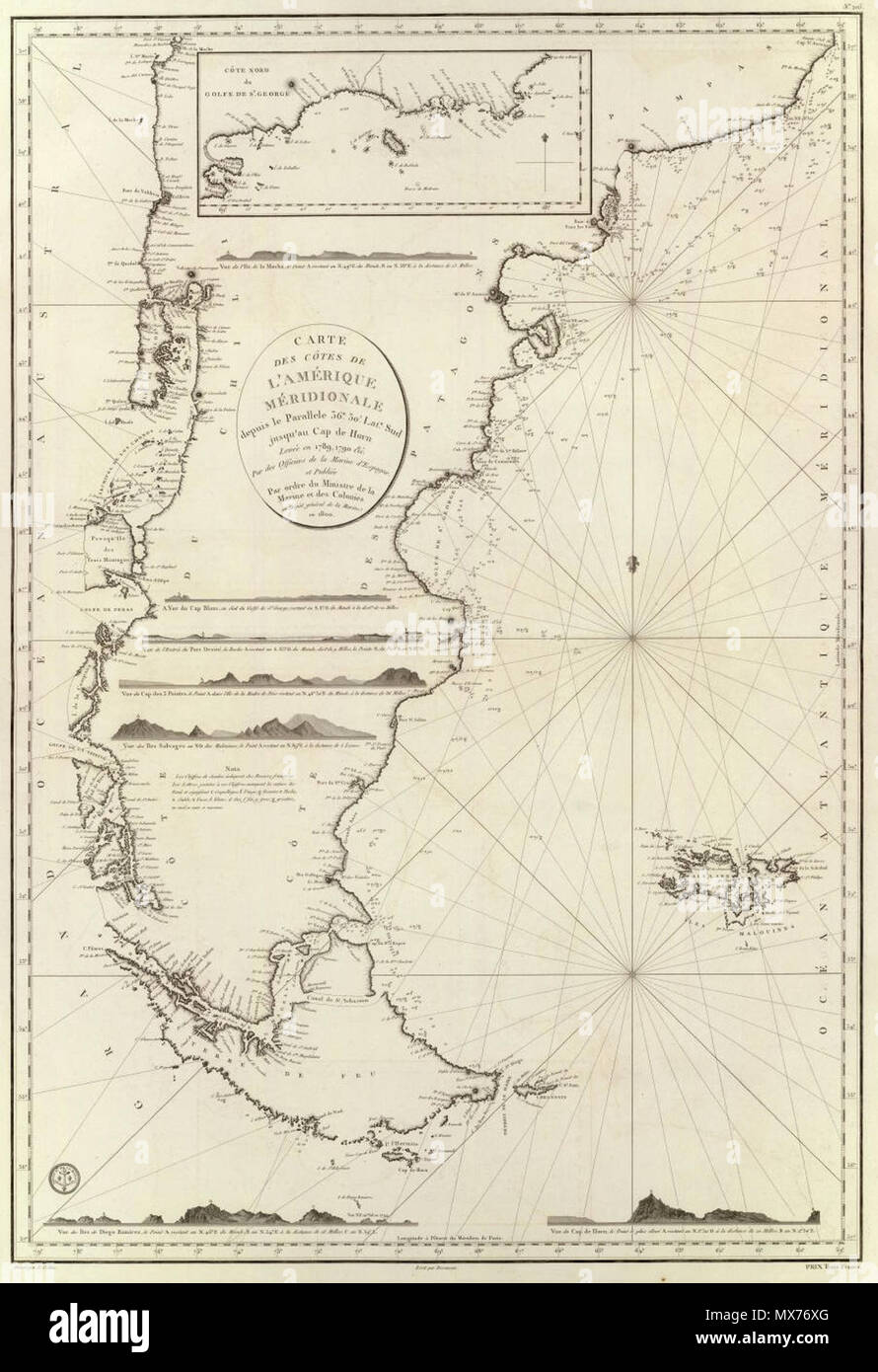 116 Carte des cotes de l'Amerique Meridionale (1800) Foto Stock