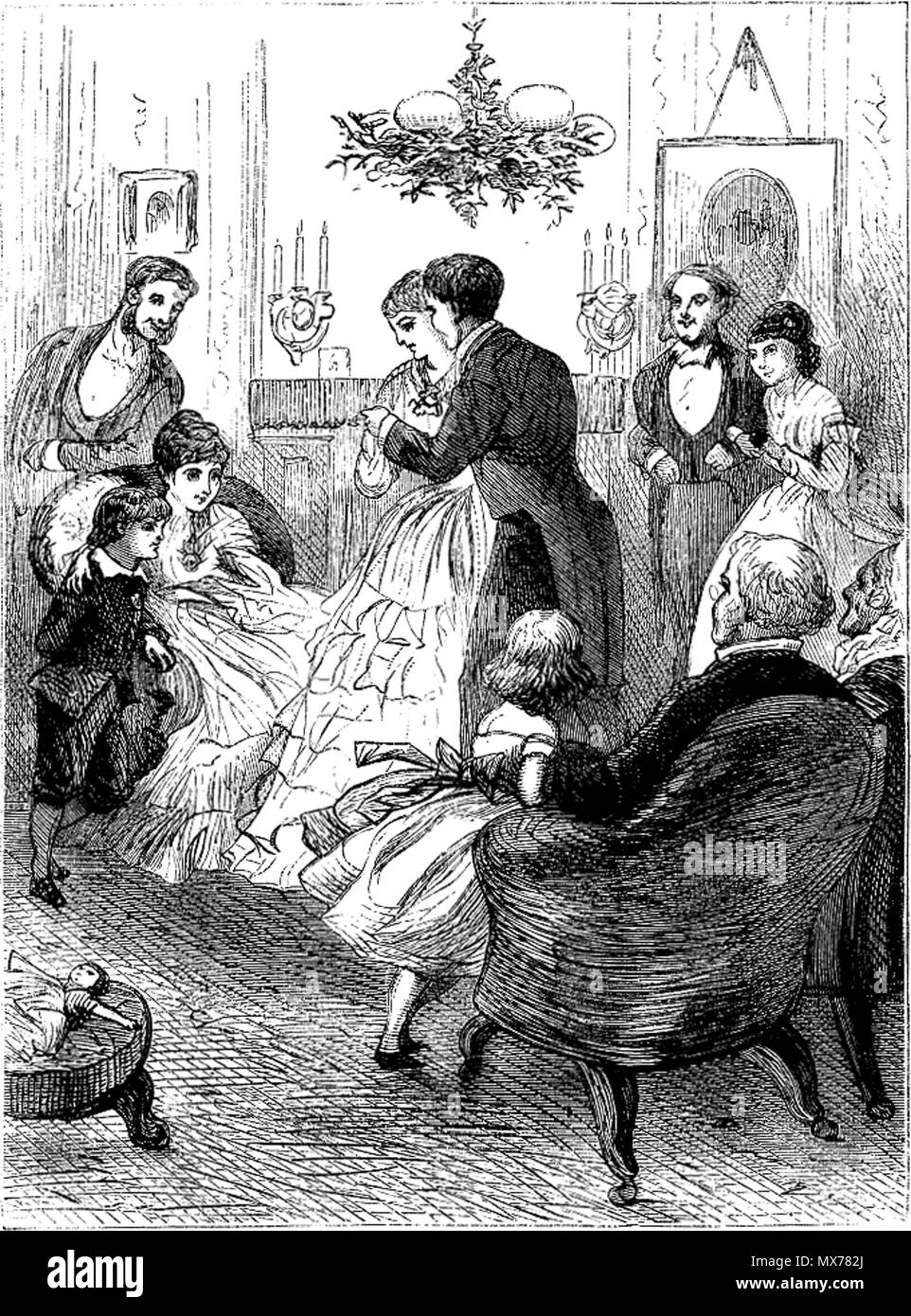 . Natale in tutta la cristianità, Viscum album sotto il vischio . Gennaio 1873. vari 129 Natale in tutta la cristianità - sotto il vischio Foto Stock