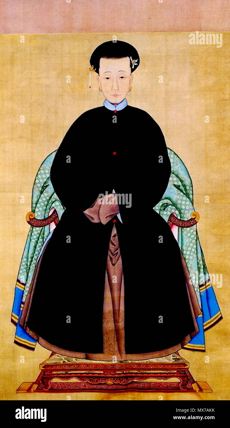. Ritratto di un Consorte Imperiale della Dinastia Qing Kangxi imperatore (probabilmente il suo terzo imperatrice, 'Imperatrice Xiao Yi Ren') . Inizio del XVIII secolo. Palace pittore 141 consorte di Kangxi Foto Stock