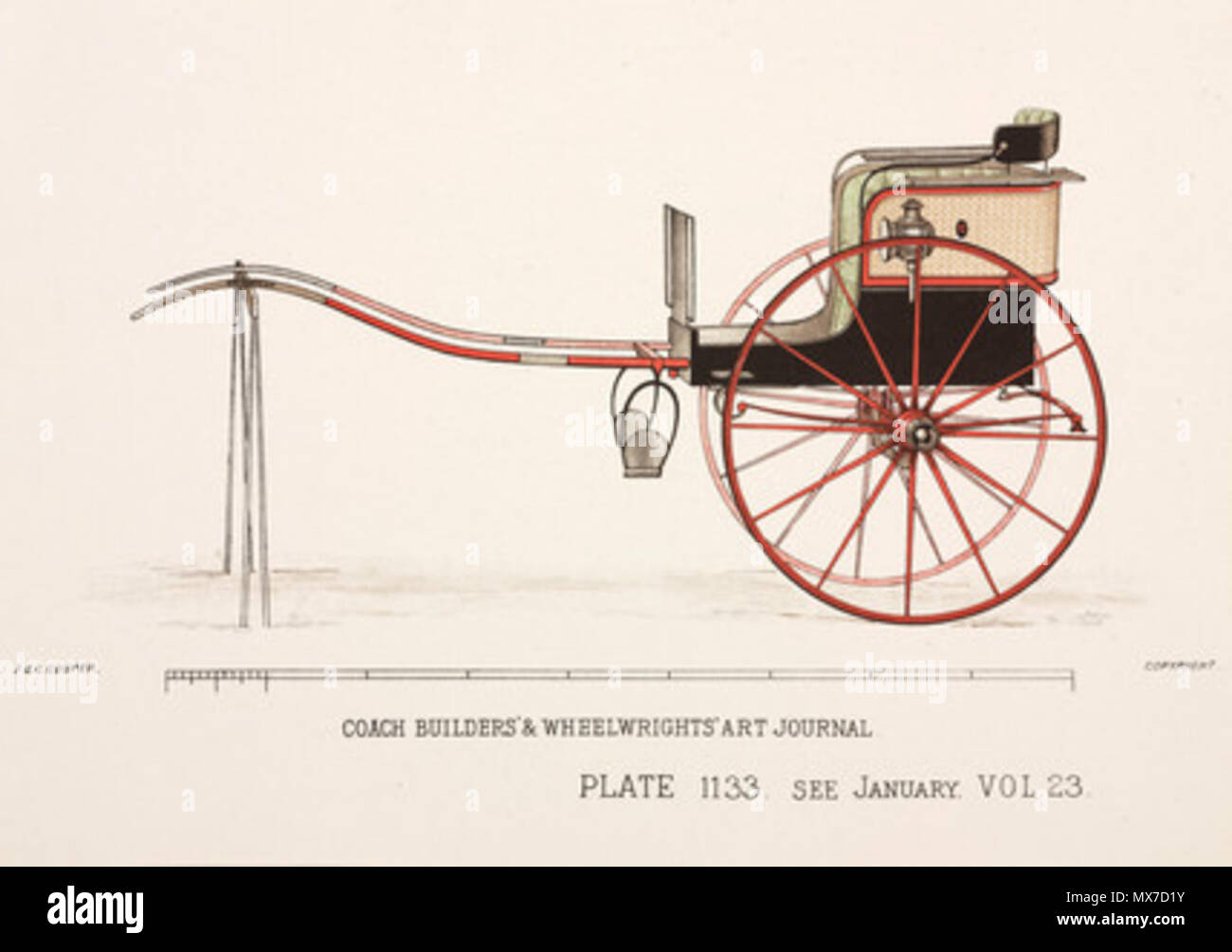 . Stampa. Uno di una serie di disegni o modelli per i vari tipi di a cavallo il trasporto da J & C Cooper pubblicato in carrozzieri e Wheelwrights' Arte ufficiale. 1903. Unattributed 159 Dennett gig, c 1903 Foto Stock