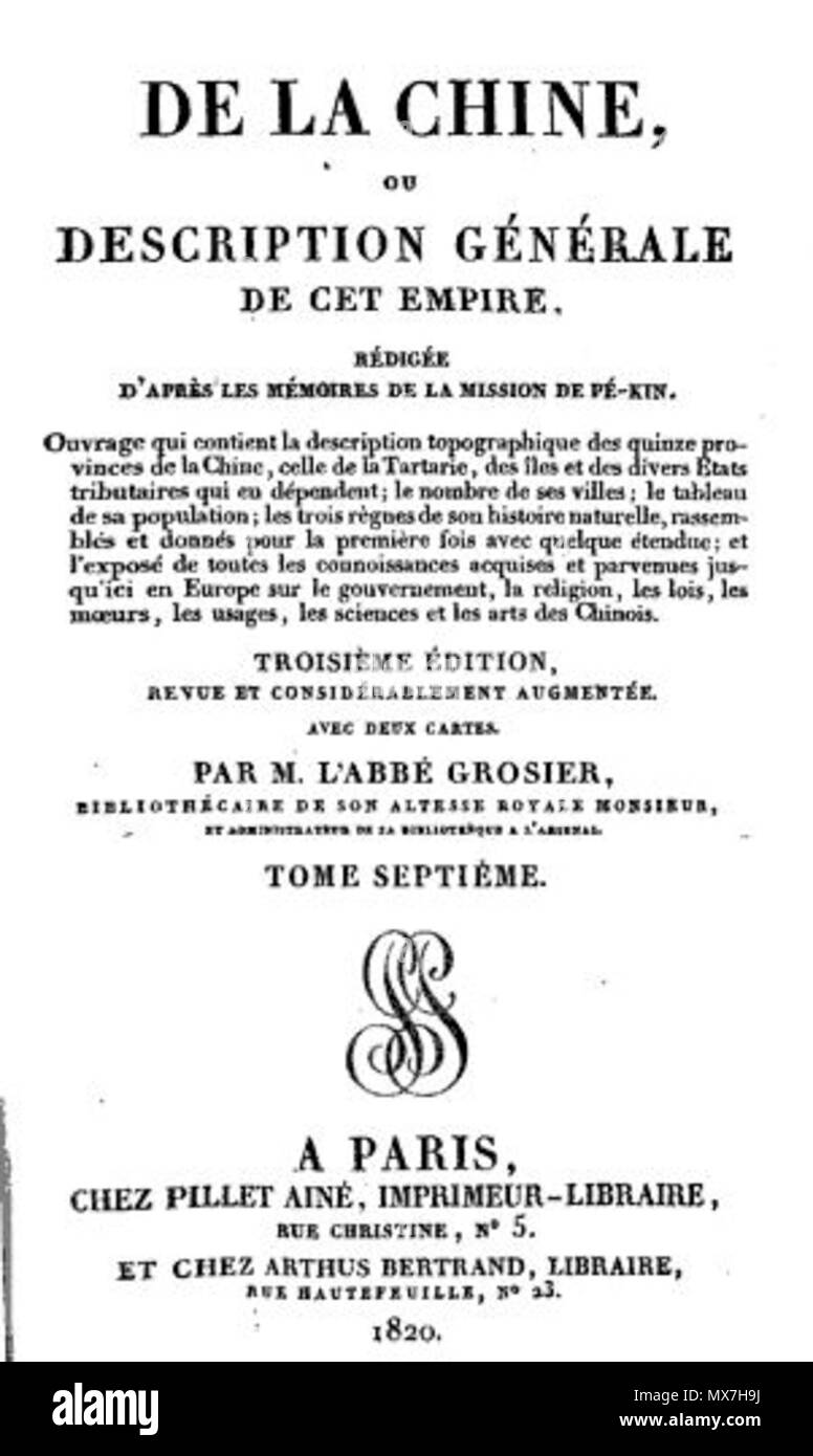 . Inglese: De la lombata, Grosier . 1820. Jean-Baptiste Grosier (1743-1823) 156 De la lombata Grosier Foto Stock