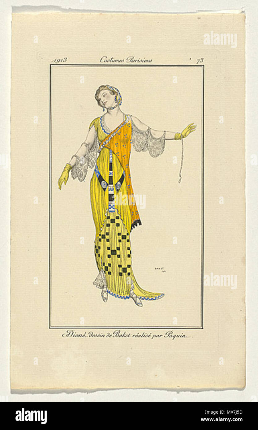 . Dioné: dessin de Bakst réalisé par Paquin 1913 Collezione Titolo: Journal des dames et des modalità, no. 34, 1913. 1913. Bakst 164 Dione da L. Bakst Foto Stock