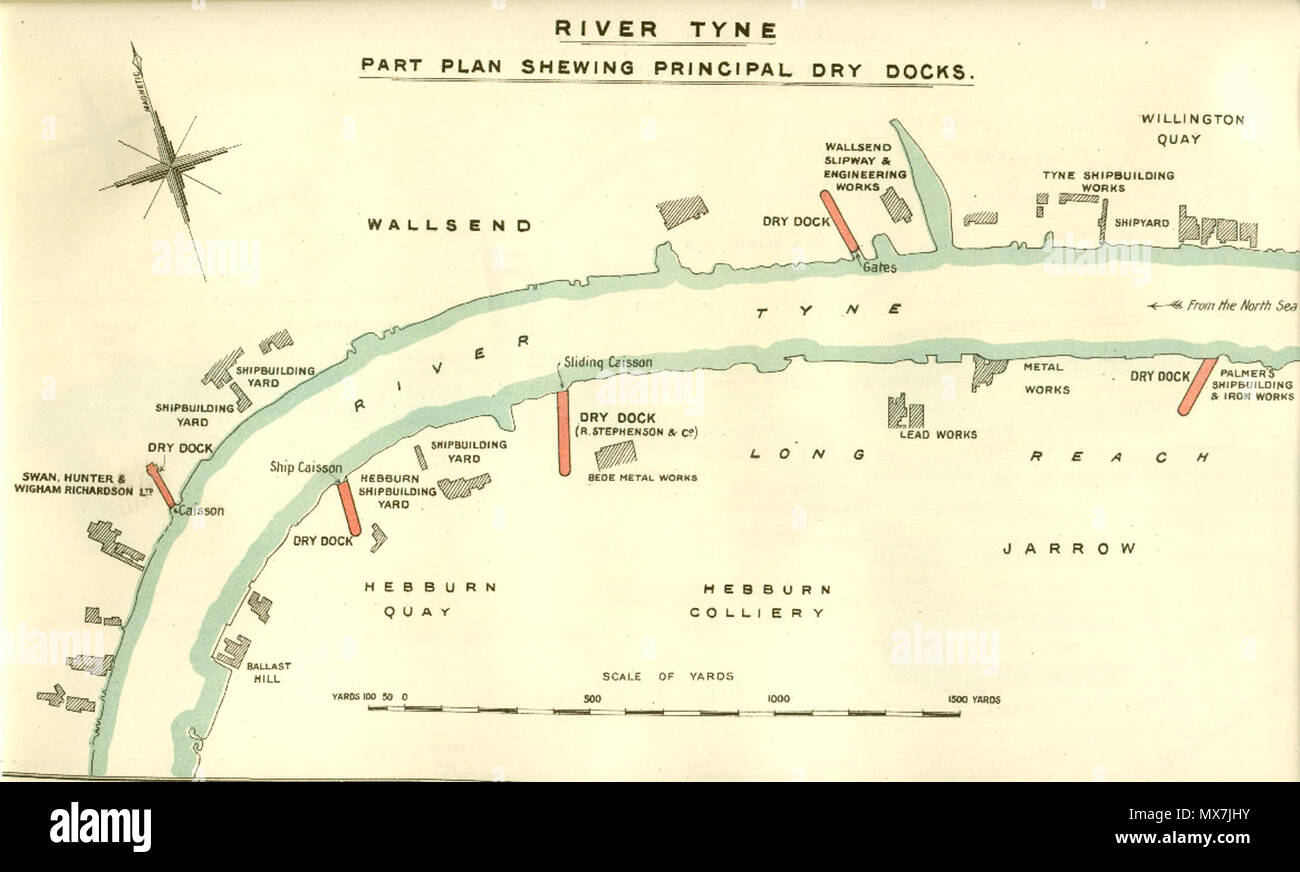 . Inglese: Fiume Tyne dal Dock - Prenota, giugno 1909, pubblicato dall'ammiragliato inglese . 1 Giugno 1909. Libro di dock, giugno 1909, pubblicato dall'ammiragliato inglese 165 Dkbkpl33 Foto Stock