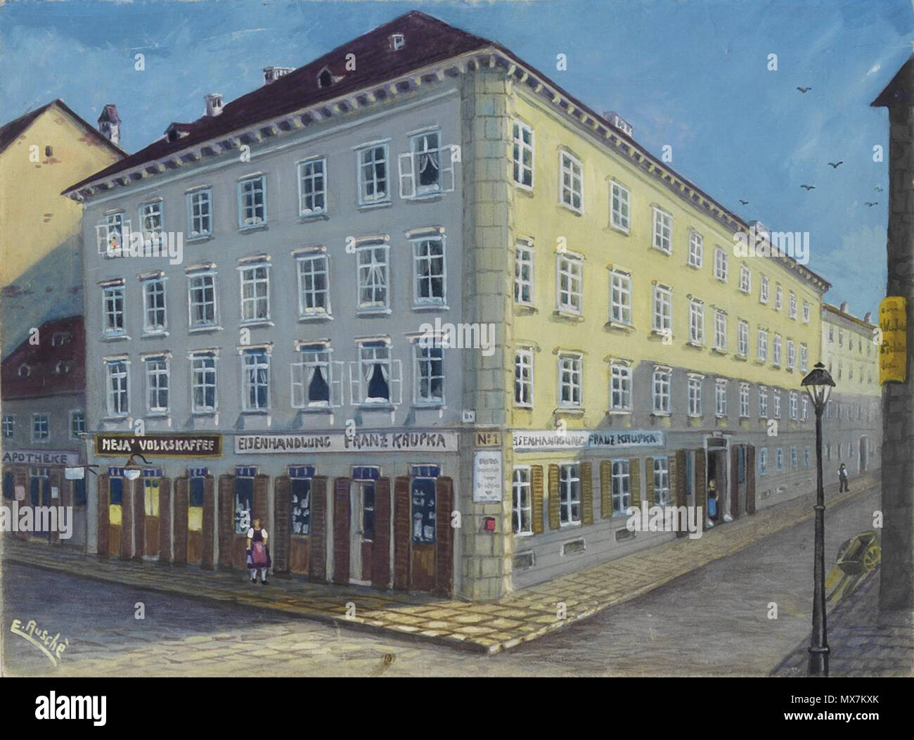 175 E Rusche Straßenansicht Eisenhandlung Kaupka Foto Stock