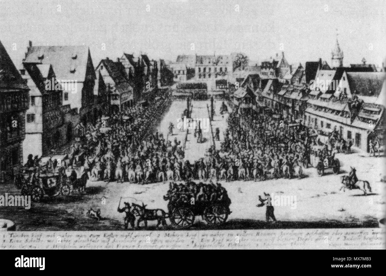 480 Pferderennen Frankfurt am Main Roßmarkt 1658 Foto Stock