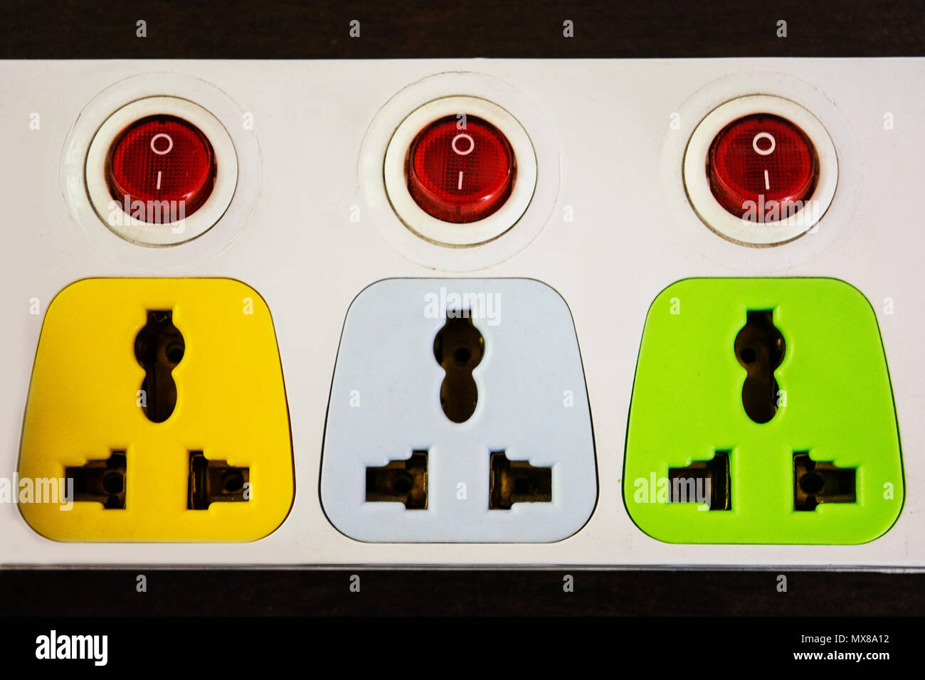 Presa elettrica per socket con interruttori Foto Stock