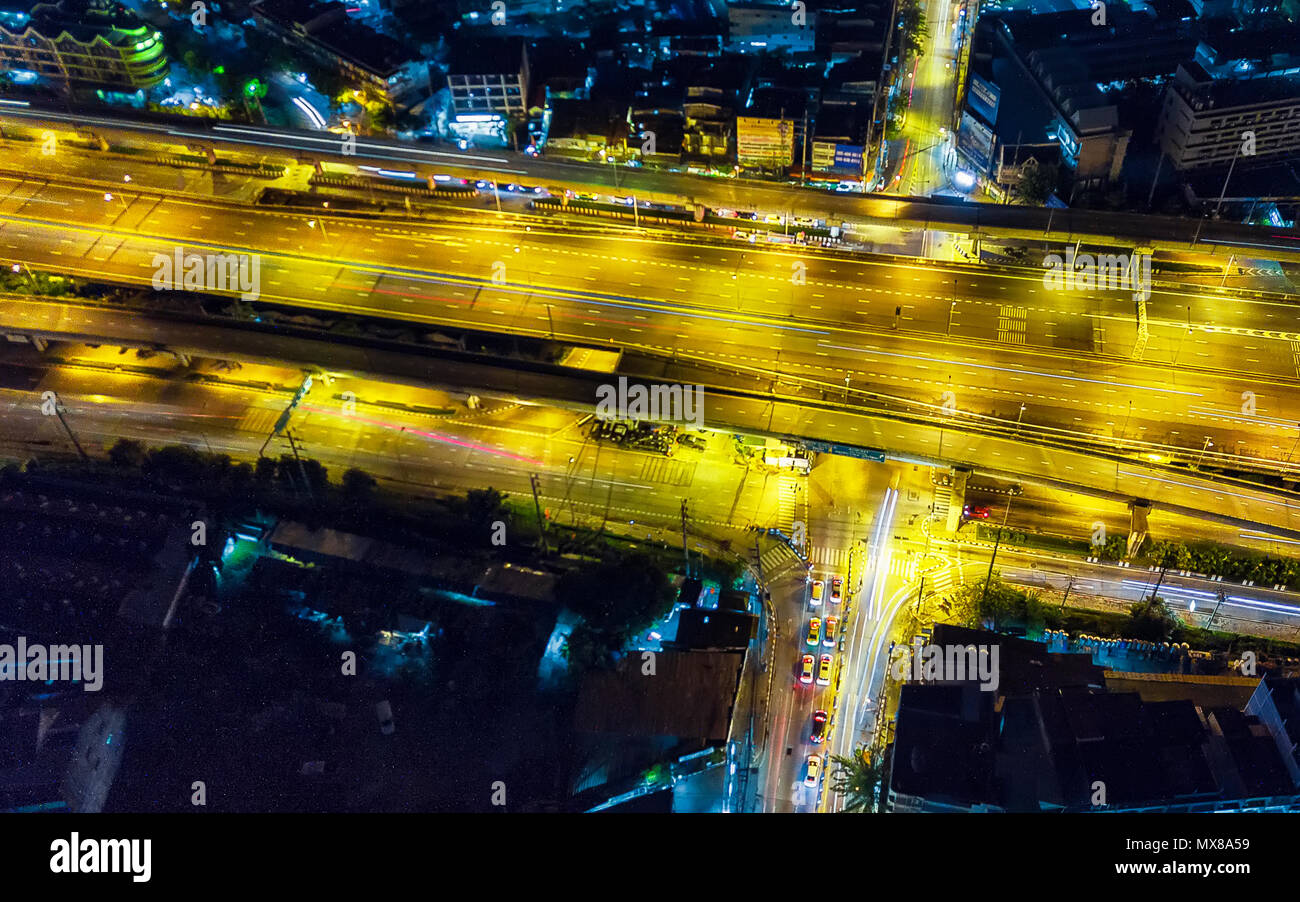 Drone shot su Bangkok, Thailandia Foto Stock