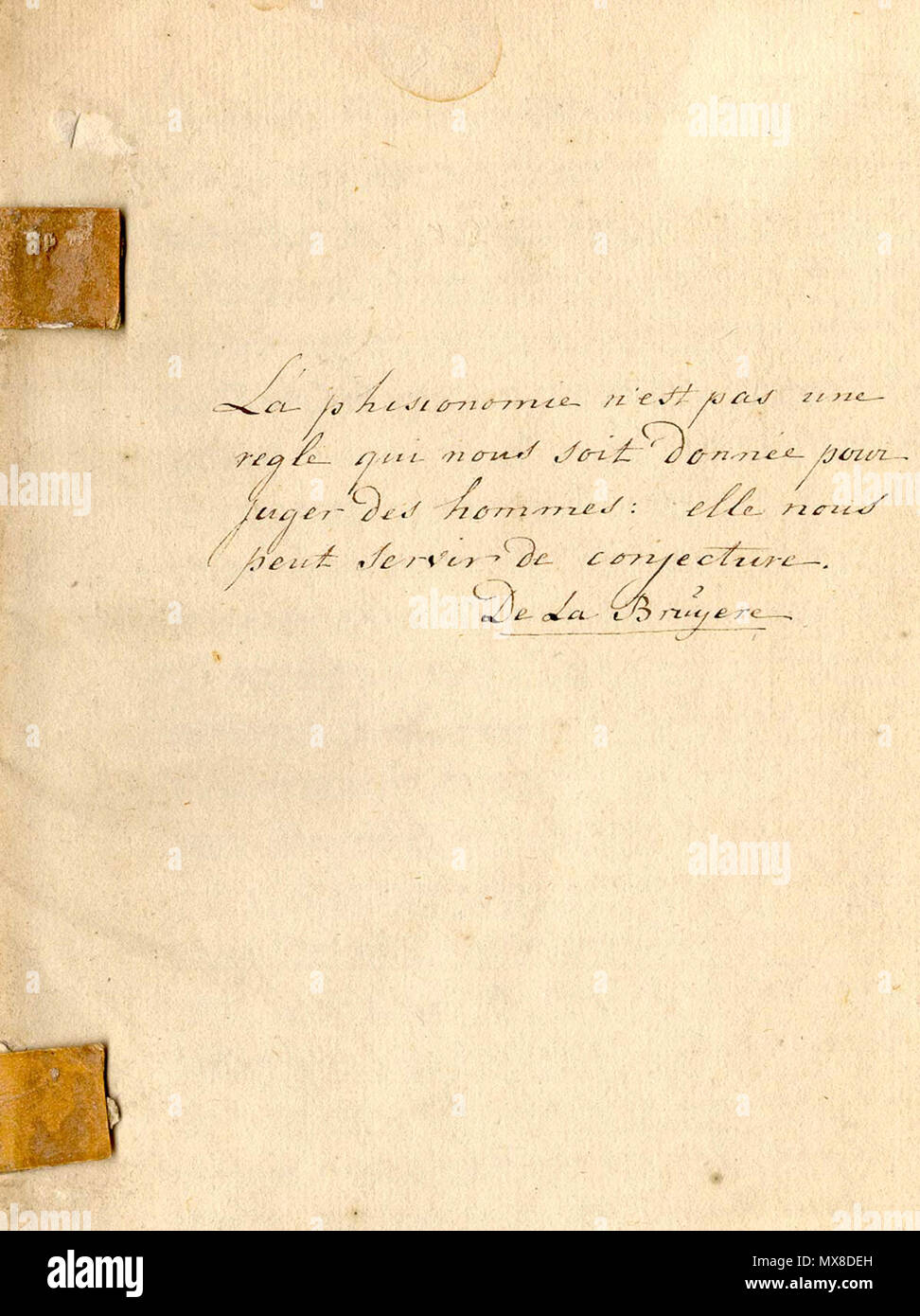 . Inglese: anonimo. [Tise sulla fisionomia. (Paesi Bassi?, ca. 1790)]. La fisiognomica è la scienza della relativa di un singolo carattere, la personalità e il temperamento per la forma del suo viso, testa, e/o corpo. Le teorie dietro di essa torna a Ippocrate, che credevano che le caratteristiche fisiche del corpo umano ha rivelato le caratteristiche della personalità; Aristotele eseguiti studi su come capelli, arti e le caratteristiche facciali di personalità di predizione e di temperamento. Tali teorie fiorì durante tutto il Medioevo e il Rinascimento e la nota di Girolamo Cardano (1501-1576) è stato uno dei suoi principali propon Foto Stock