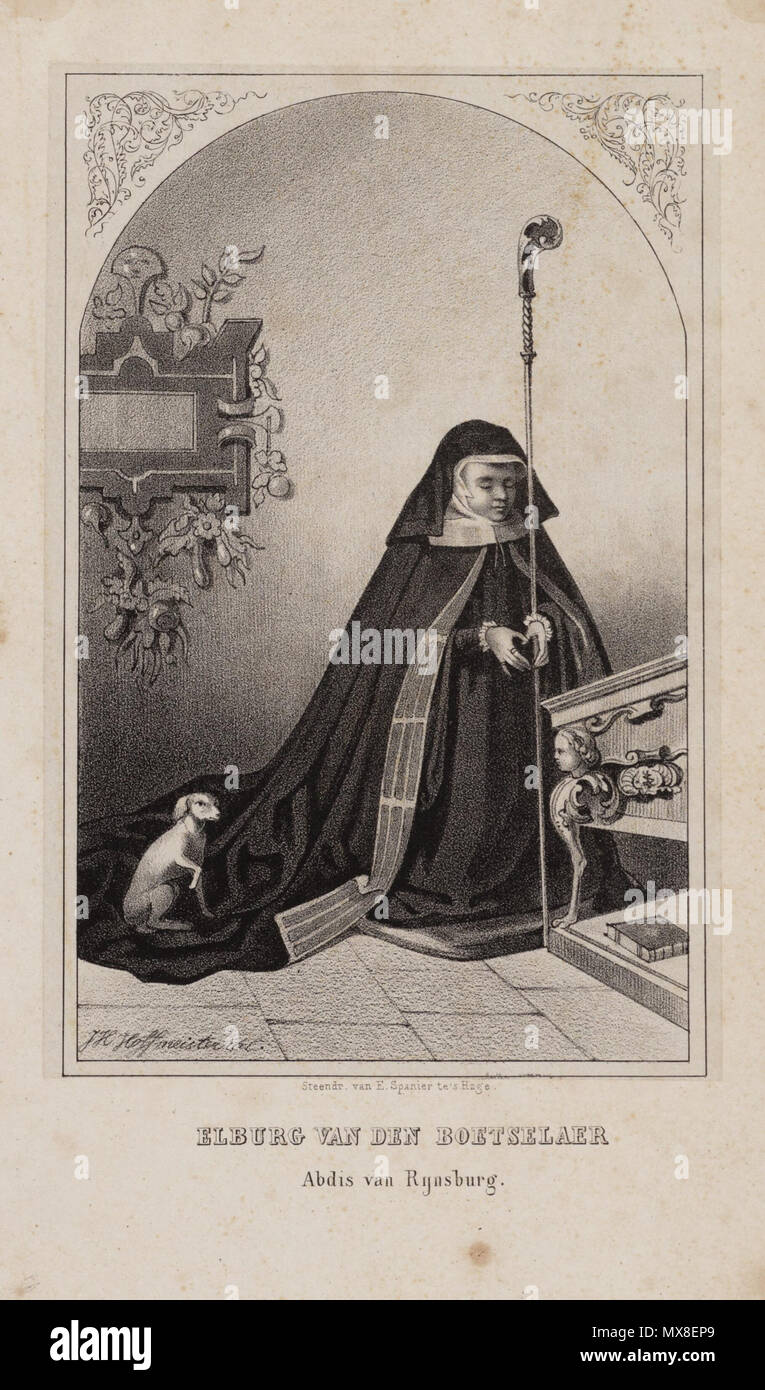 . Nederlands: Portret van Elburg van den Boetzelaer (1510-1568), abdis van de abdij Rijnsburg . 1851. Johan Hendrik Hoffmeister (1823-1904) e Elias Spanier (1821-1863) 182 Elburg van den Boetzelaer2 1510-1568) Foto Stock