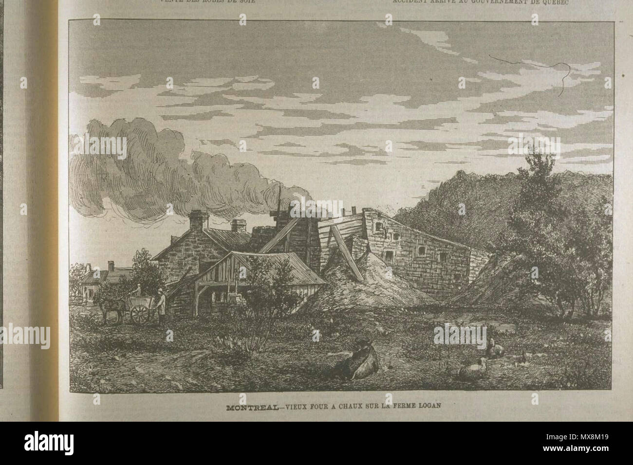 . Français : Montréal - Vieux quattro à la chaux sur la ferme Logan, aujourd'hui le Parc Lafontaine inglese: Montreal - vecchia fornace di calce sulla Logan's Farm, ora il Lafontaine Parc . 1879. L'opinione publique, Vol. 10, n. 48, pagg. 571 (27 novembre 1879) 207 Ferme Logan Foto Stock