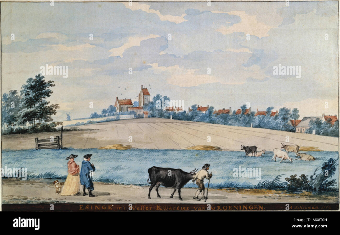 . Nederlands: Ezinge in het Westerkwartier van Groningen . 1772. Aert Schouman 201 Ezinge in het Westerkwartier van Groningen Foto Stock
