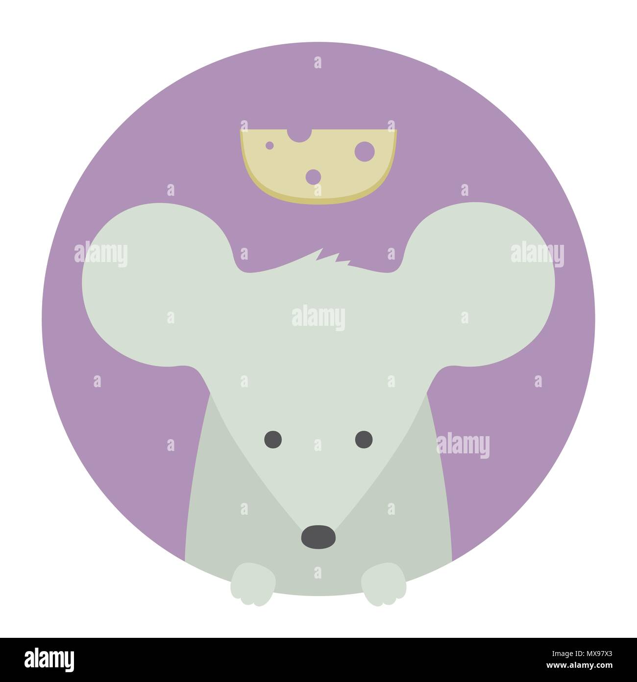 Set di animale. Ritratto in grafica piatta - Mouse Illustrazione Vettoriale