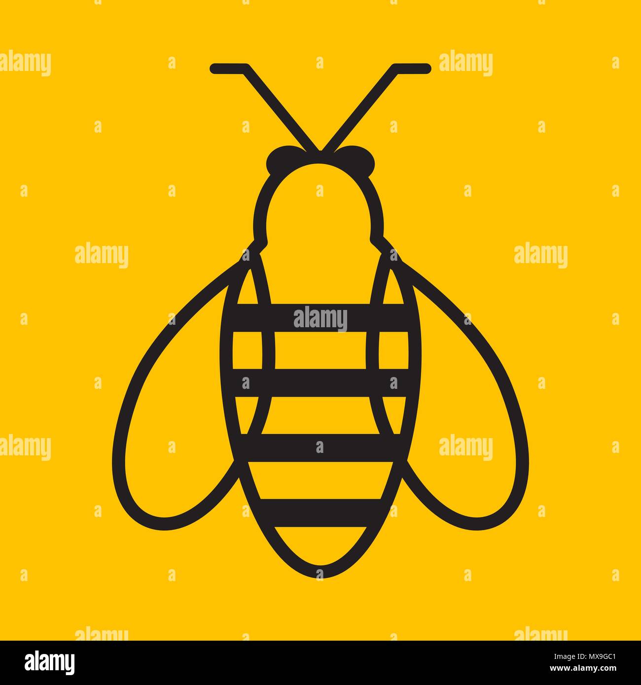 Icona di ape su sfondo giallo, honeybee. Illustrazione Vettoriale Illustrazione Vettoriale
