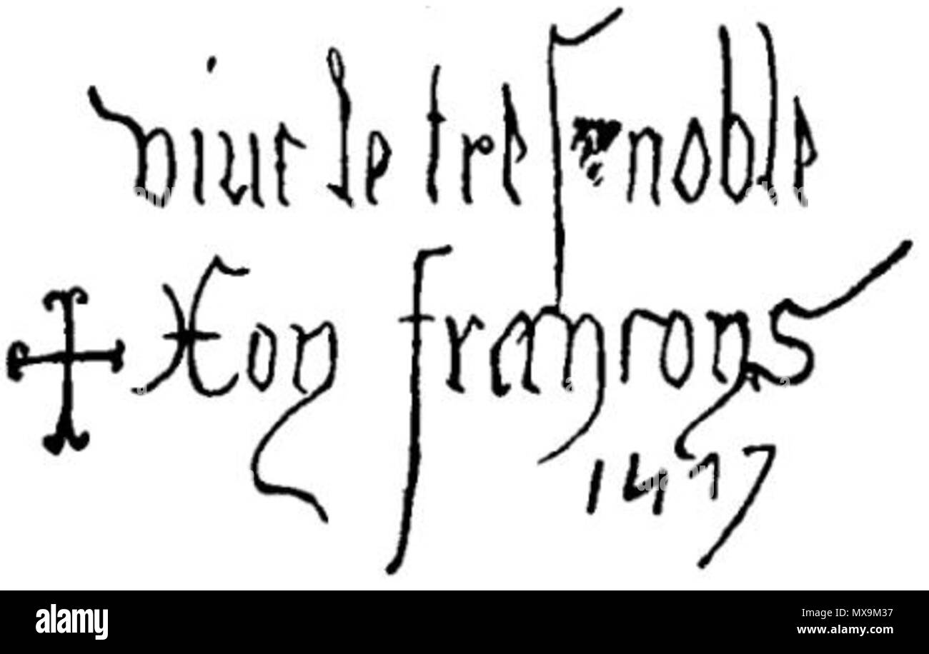 . Français : Histoire du donjon de Loches, pagina 112 Iscrizione dans un cachot . 13 agosto 2013, 22:32:26. Edmond Gautier 280 Histoire-mastio-loches-p112 Foto Stock