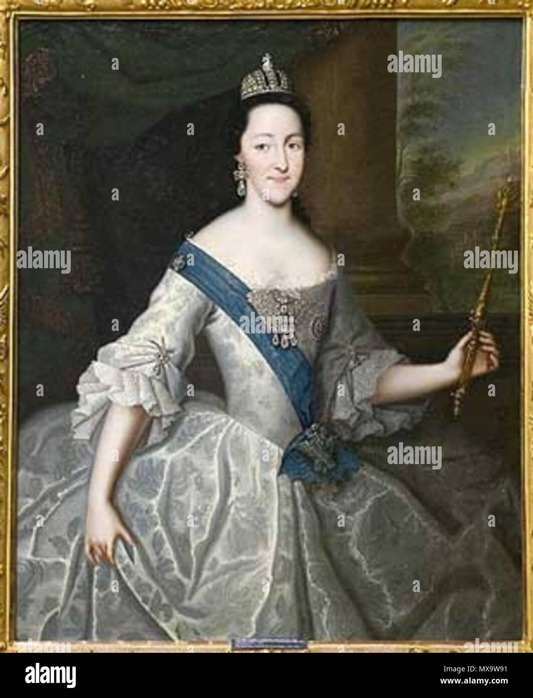 . Неизвестный художник. Портрет великой княгини Екатерины Алексеевны. Х.м. Около 1758 г. Сергиев Посад . circa 1758 г.. Неизвестный художник. 252 Granduchessa Caterina Alexeevna da anonimo (1758, Sergiev Posad museo) Foto Stock
