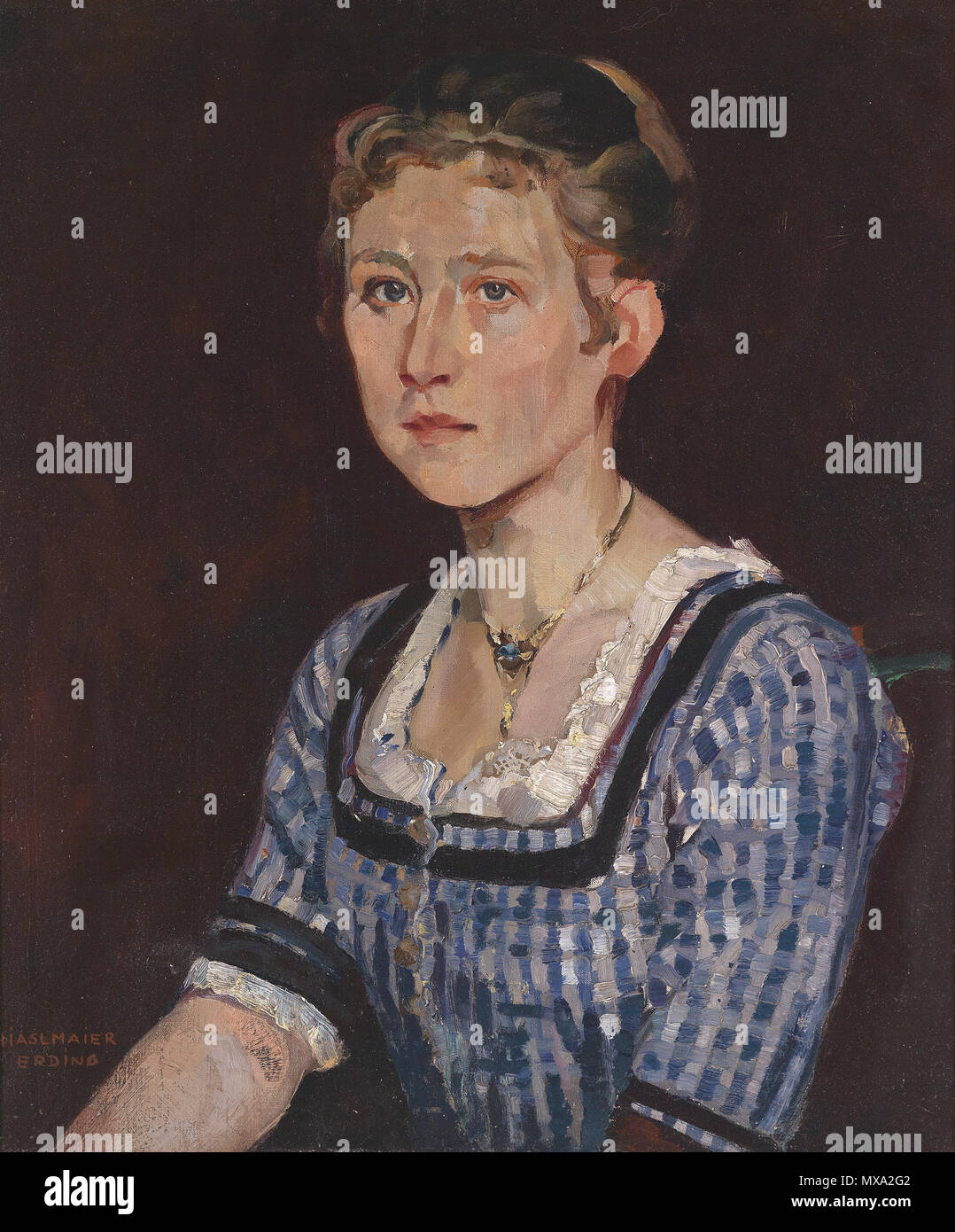 278 Hiasl Maier-Erding Mädl in blauer Tracht Foto Stock