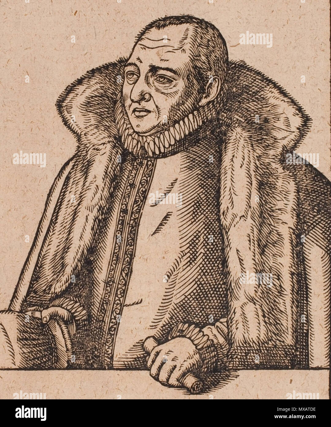 . Deutsch: Johann Grande (1533-1600), Einblattdruck . circa 1580. Lucas Cranach d. J. 319 Johann principali (Cranach. Dettaglio) Foto Stock