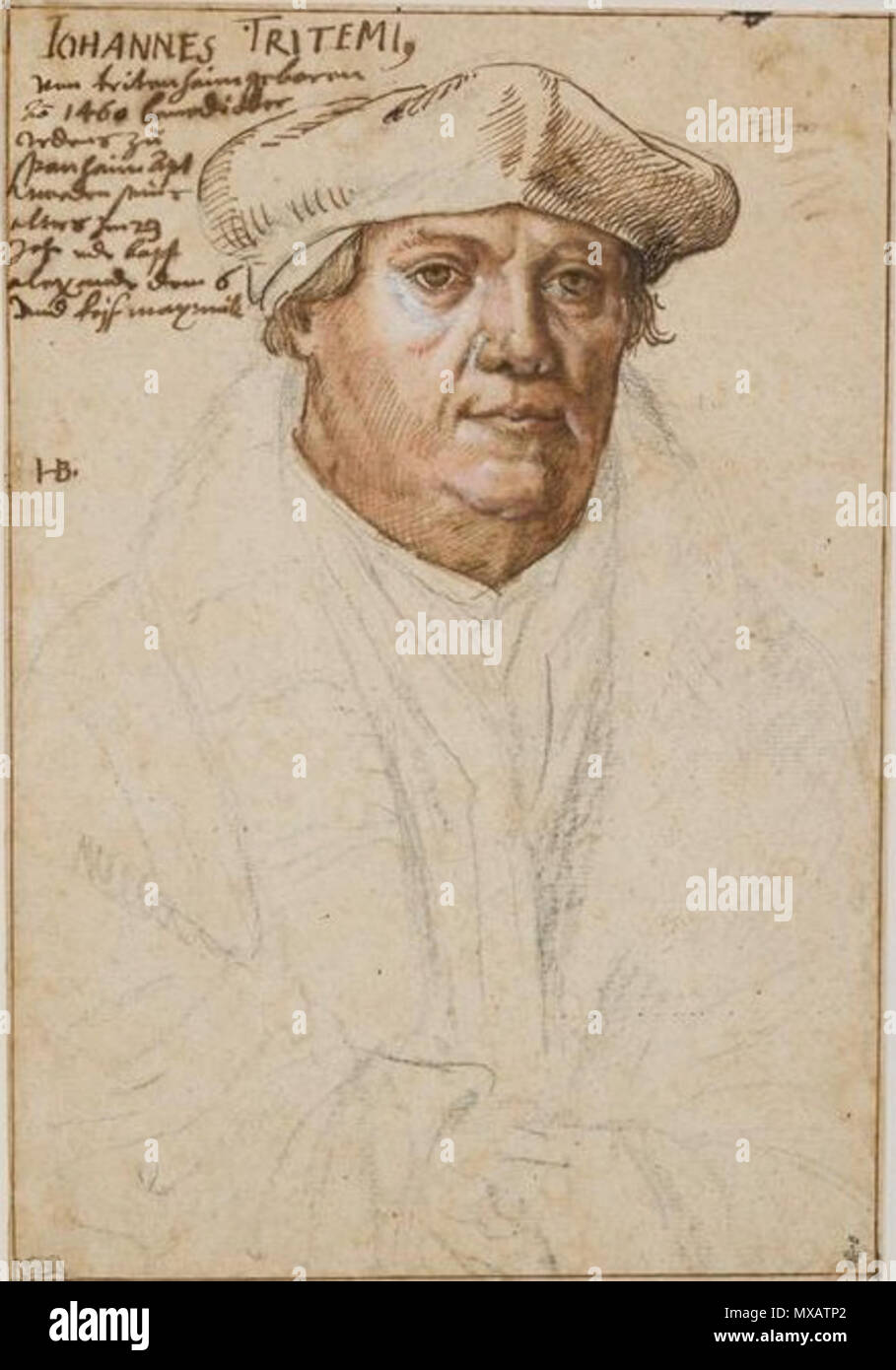 . Portrait von Johannes Trithemius. 26,5 x 18,4 cm. Originale: Chantilly, Musée Condé . 15.-16. Jh.. Meister H. B. 321 Johannes Trithemius 1 Foto Stock
