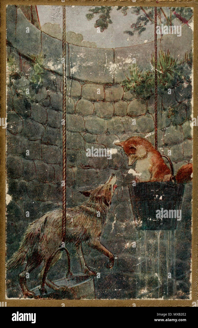 . Coperchio incassato dal legame in un libro di favole. Opere di un autore indeterminato. Pubblicato 1913. Frederick Colin Tilney (editor di lavoro, illustratore di altro contenuto} 354 La Fontantaine (Tilney edition) coperchio incassato Foto Stock