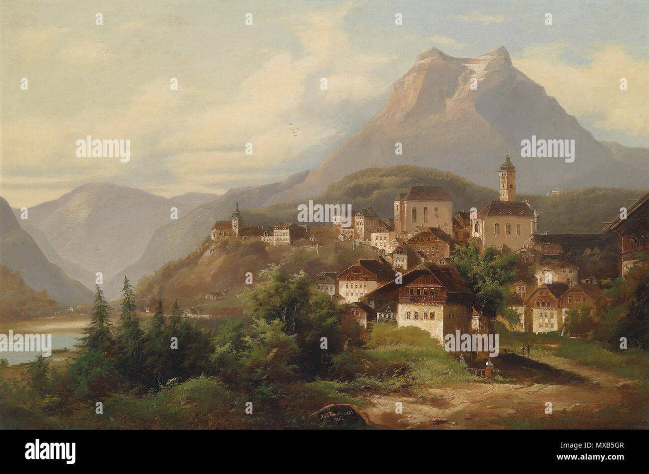 . Deutsch: Blick auf den Pilatus mit Tomlishorn und Maurizio, Kriens bei Luzern, signiert und datiert J. W. Jankowsky 1866 Öl auf Leinwand, 66,5 x 98 cm . 1866 304 J Wilhelm Jankowsky Blick auf Pilatus mit Tomlishorn Foto Stock