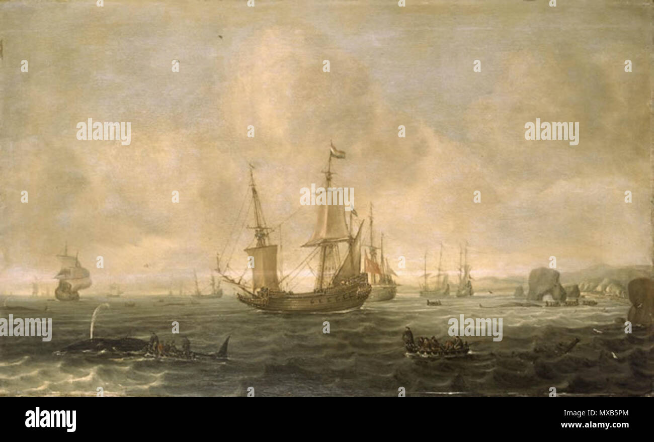 . Inglese: un olandese flotta baleniera . Xvii secolo 305 Feyt Jacob de Vries - un Olandese flotta baleniera Foto Stock