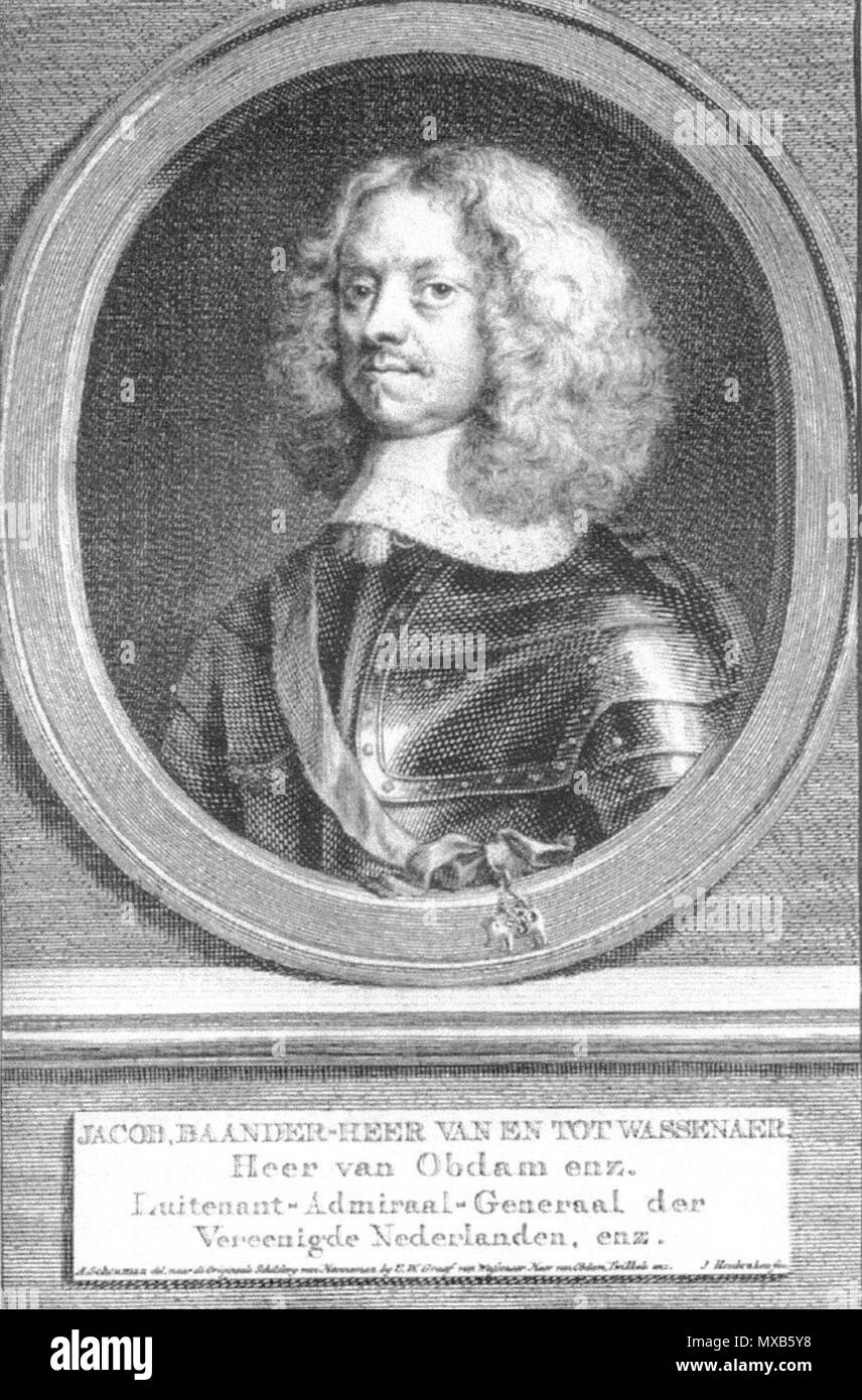 . Nederlands: Ets van admiraal Jacob van Wassenaer Obdam . Midden 18e eeuw. Jacobus Houbraken (1698-1780) 305 JacobvanWassenaerObdam Foto Stock