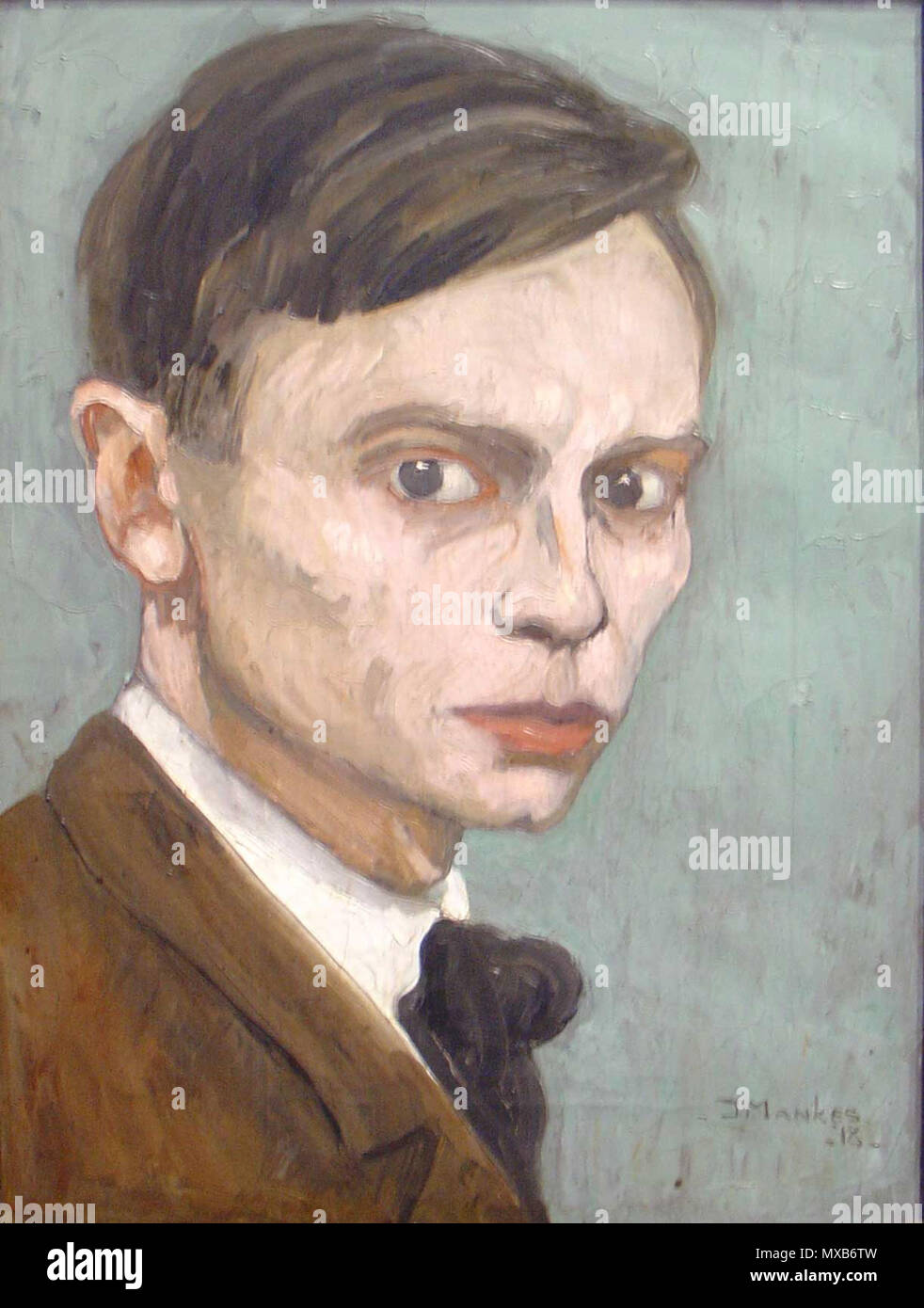 . Nederlands: Zelfportret van Jan Mankes inglese: autoritratto di Jan Mankes . 1918. Gouwenaar 309 Jan Mankes zelfportret Foto Stock