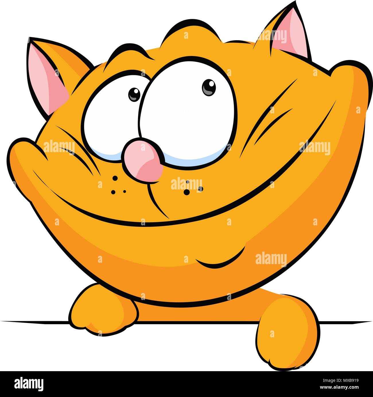 Lo zenzero cute cat che spuntavano whit su uno sfondo - cartoon vettoriale Illustrazione Vettoriale