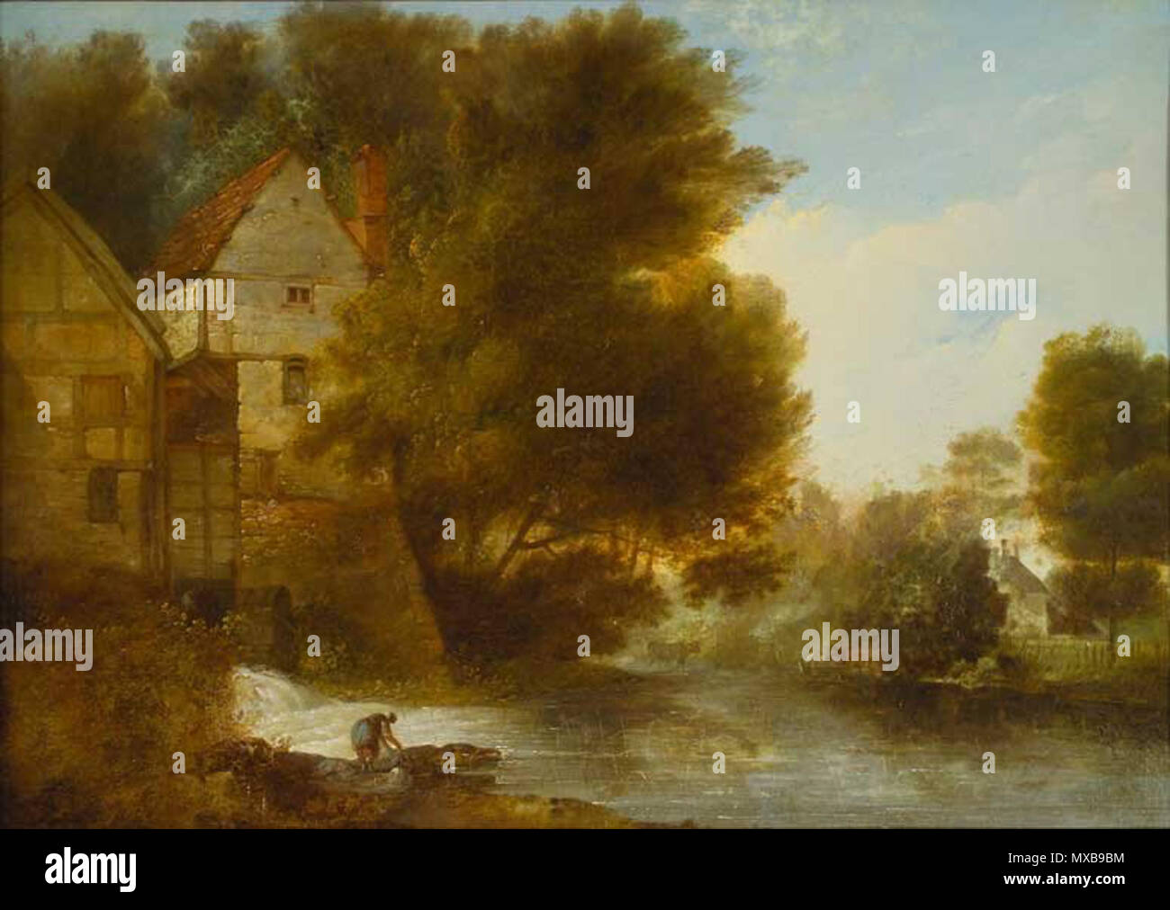 . John Webber la pittura ad olio "Abbey Mill, Shrewsbury' . Il XVIII secolo. John Webber 323 John Webber la pittura ad olio "Abbey Mill, Shrewsbury' Foto Stock