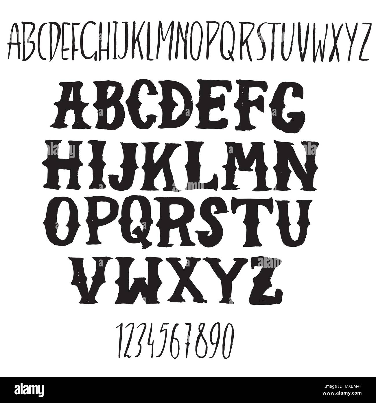 Grunge whiskey vintage font. Vecchio display artigianali skript. Spazzola moderna etichetta scritte. Vettore illustrazione tipografia. Illustrazione Vettoriale