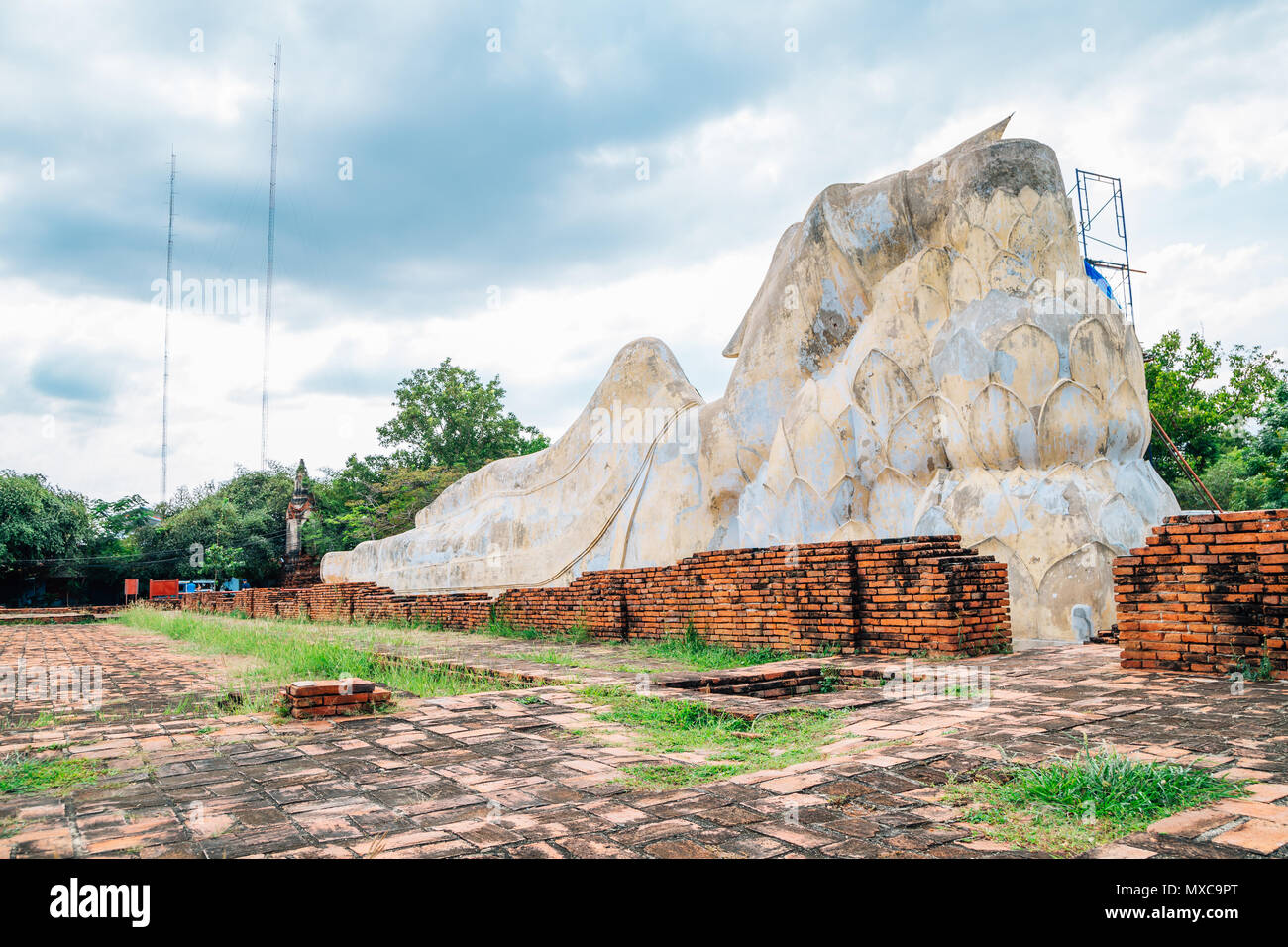 Wat Lokayasutharam, architettura storica in Ayutthaya, Thailandia Foto Stock