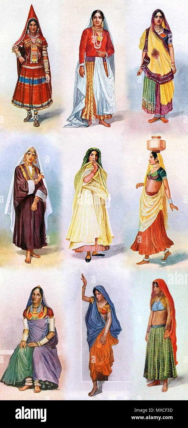 . Inglese: acquerello illustrazioni di differenti stili o Ghagra Choli Lengha indossato dalle donne in Asia del Sud. . 1928. M. V. Dhurandhar (1867-1944) Descrizione - Pittore Mahadev Vishwanath Dhurandhar (1867-1944) è un noto pittore indiano[1] e la postcard artista.[2] Egli era un famoso pittore durante la dominazione britannica in India. Le sue illustrazioni delle donne nella loro vita quotidiana sono diffusi soprattutto Data di nascita e morte 18 marzo 1867 1 Giugno 1944 Luogo di nascita e morte Kolhapur Mumbai posizione Lavoro India competente controllo : Q6713219 VIAF: 13227688 367 Lengha Choli Foto Stock