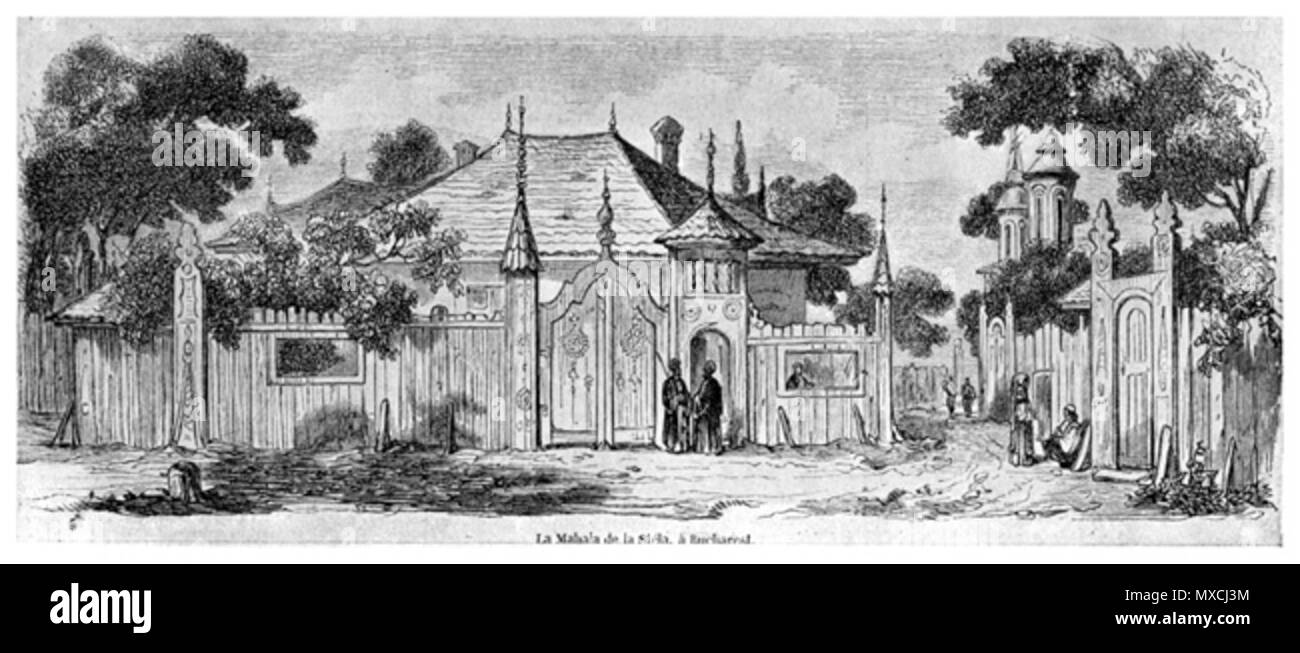 . Inglese: Mahalaua Stelea (Stelea borgo), Bucarest 1841 . 1841. Questo file è privo di informazioni sull'autore. 388 Mahalaua Stelea, 1841 Foto Stock